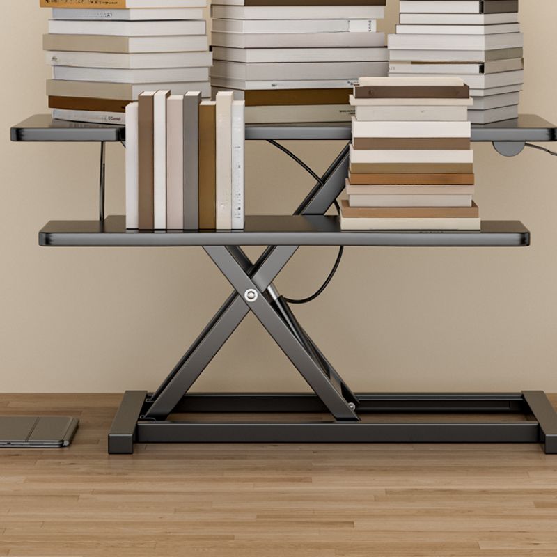 Casual Adjustable Height Rectangular Standing Desk Converter with Bend-resistant Chalk/Light Brown/Natural Color Tabletop and Lift Top Installation