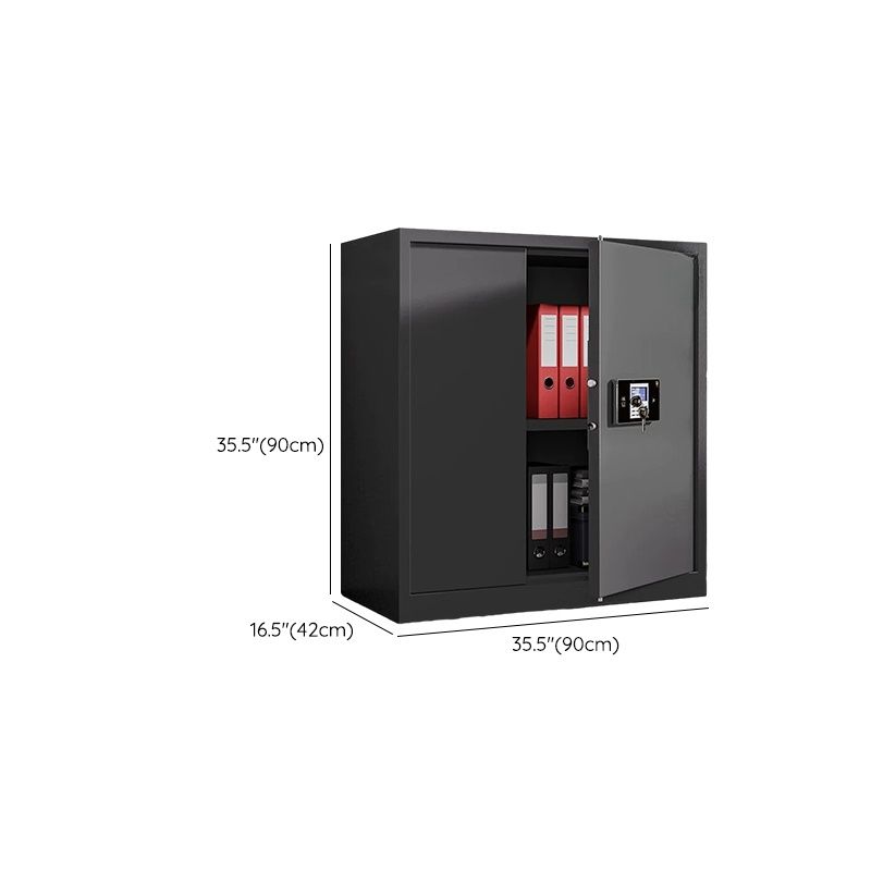 High-Security Steel Filing Cabinet with Fire Resistance, Adjustable Shelves & Lock, Black Design