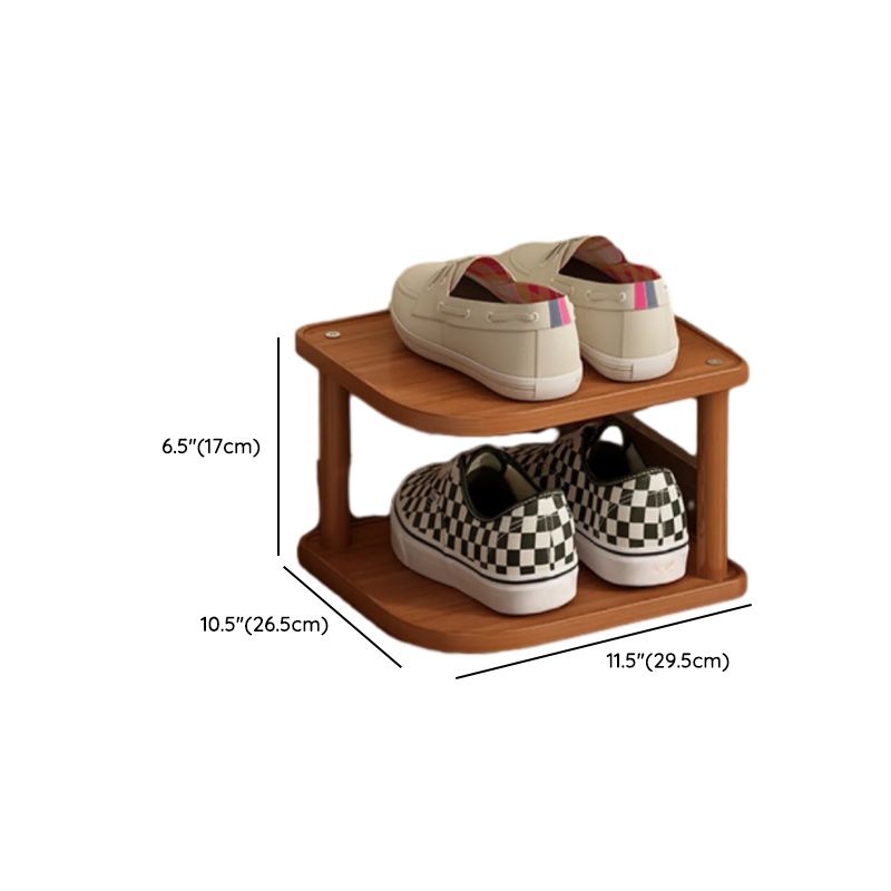 Art Deco Composite Wood Rectangle Shoe Rack in Light Brown with 9 Shelves for 1-10 Pairs in Drawing Room with Individual Shoe Cubby Holes