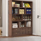 Sleek Wooden Cabinet Set with Receptacle Storage and Uncovered Storage