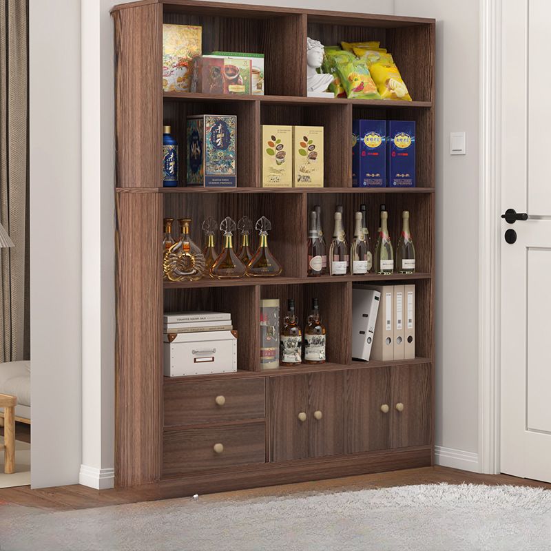 Sleek Wooden Cabinet Set with Receptacle Storage and Uncovered Storage
