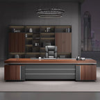 Scratch-proof Desk with 4 Drawers and 2 Drawers, Cabinet, Stump Base, Exterior Shelf, Cable Management, Front Splash, and Cooling Hole