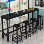 Black/Green/Yellow Reclaimed Wood Bar Table/Bar Height Dining Set with Trestle Base and Footrest in a Modern Style