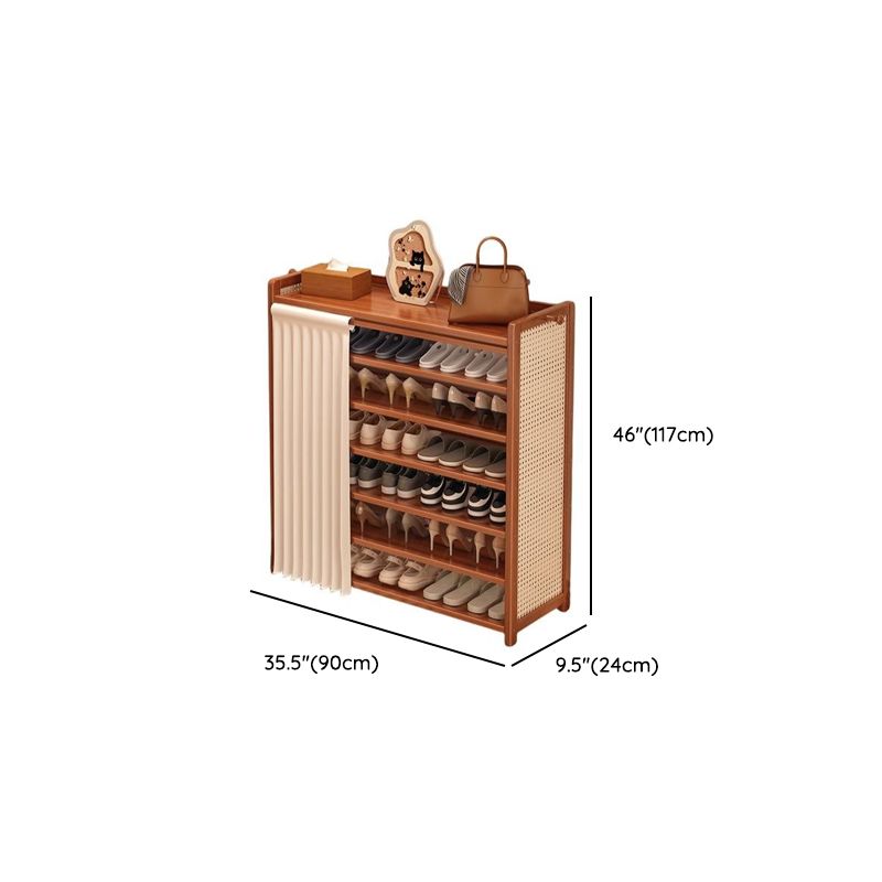 Bamboo Sepia 5 Tiers/6-tier/7 Tiers Dustproof Cover Shoe Storage Cabinet