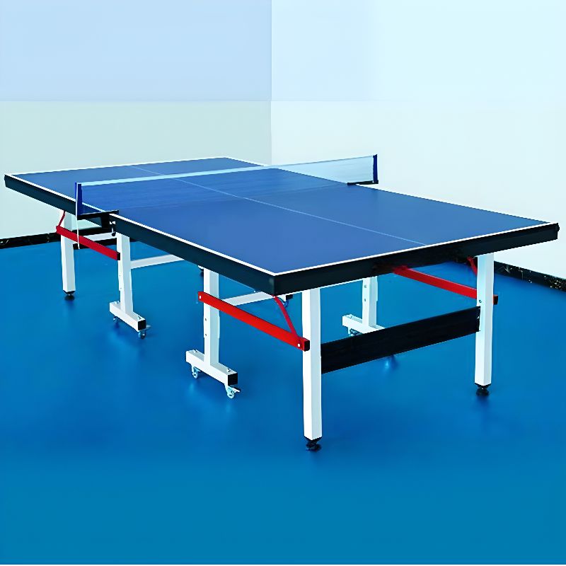 Indoor Ping Pong Table with Synthetic Laminate Top in Ink/Cerulean/Olive Green and Included Table Tennis Paddle