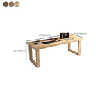 Casual Writing Desk with Built-in Outlets, Rust Resistant Sleigh Base, and Ink/Light Brown/Natural Pine Wood Top