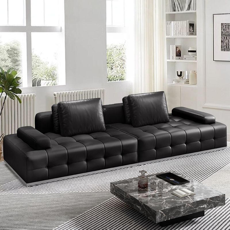 Contemporary Solid Color Water Resistant Ink Sofa for 5 Person/Seats 4/3 Person with 2 Pillows/3 Pillows