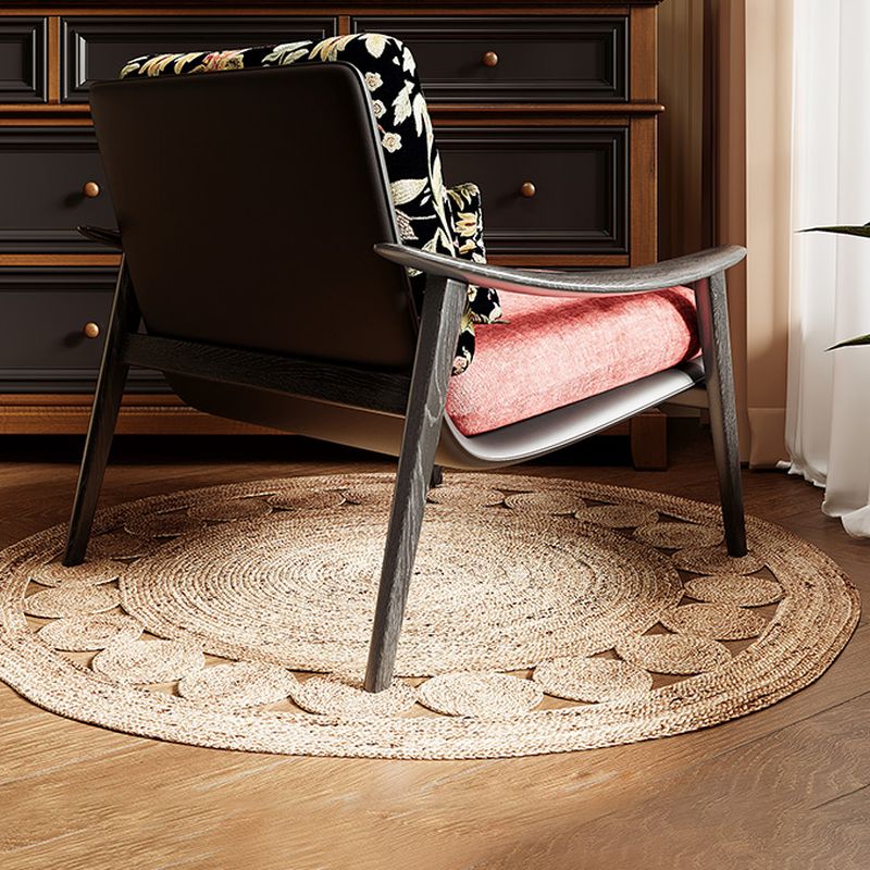 Floral Pattern Arm Chair with Loose Back in Napped Fabric