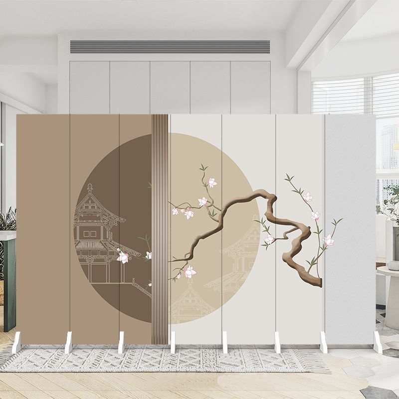 Modern Indoor Opaque Fold Away Temporary Wall Panels with 7 Panels, Double Sided Print, and Flaxen Screen Material