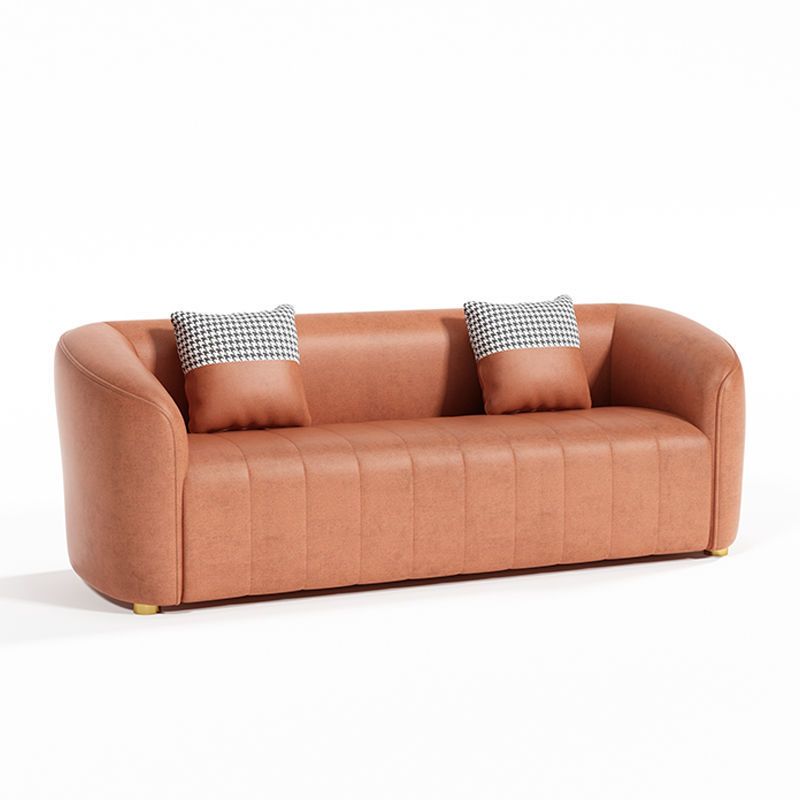 Contemporary Modern Solid Color Water Resistant Standard Sofa in Blush/Navy Blue/Amber Color for 3 with 2 Pillows