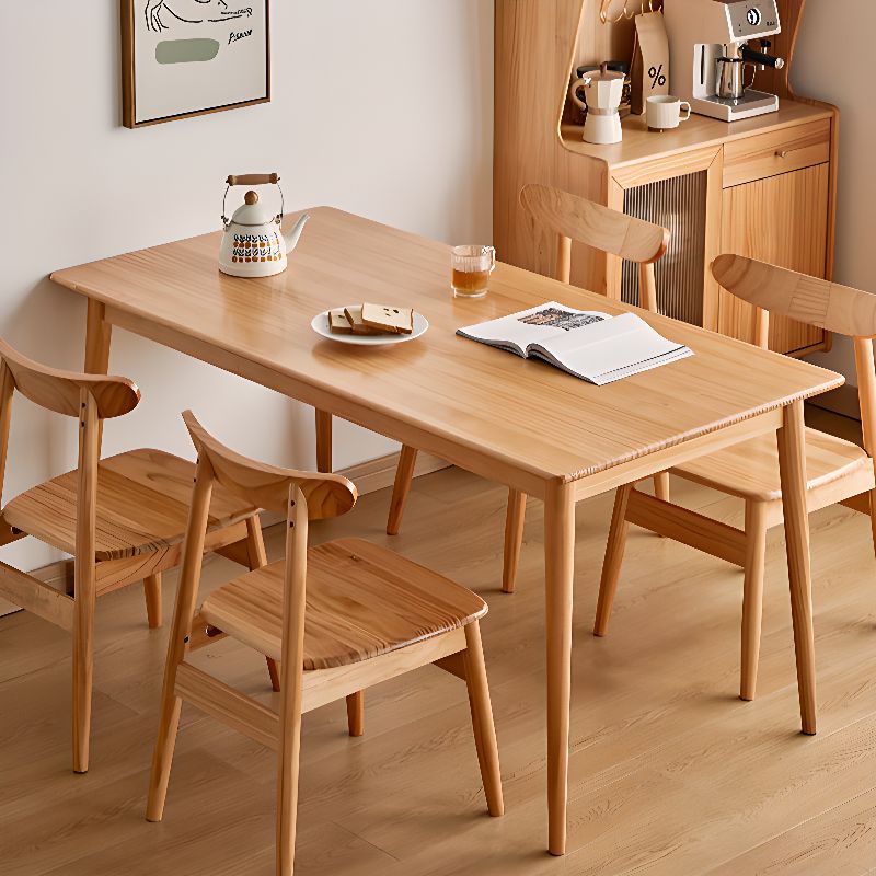 Modish Solid Wood Dining Table in Sepia/Wood Grain with Fixed Legs for Seats 4/Seating for 6