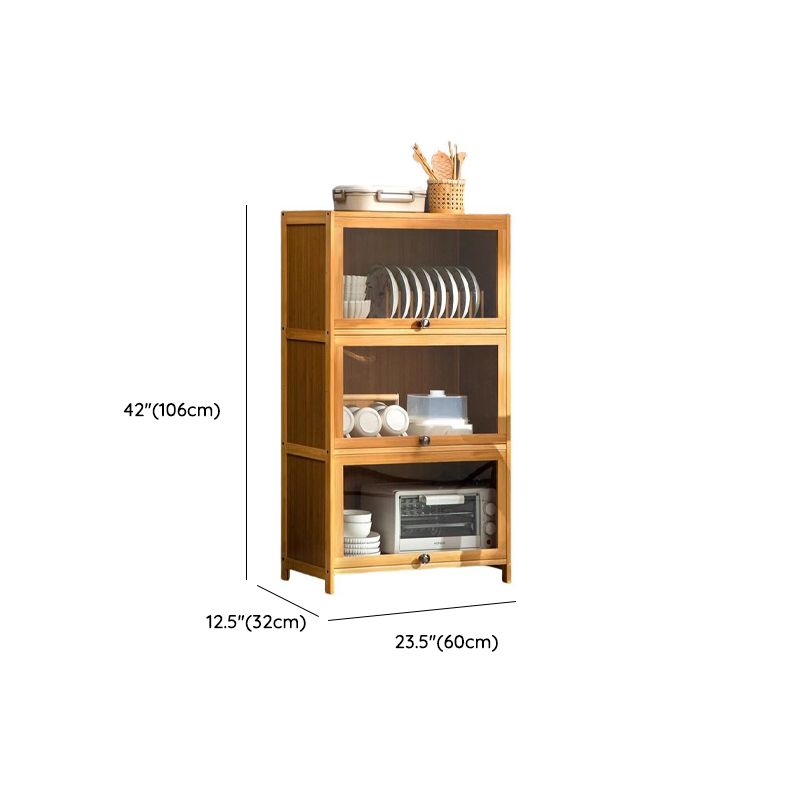 Natural Color Bambusa Standard Microwave Shelf Cabinet with 1-5 Cabinets, 1-5 Shelves, 1-5 Doors