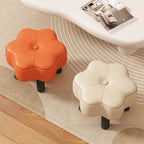 Trendy Unique Solid Color Standard Ottoman in Leatherette with Dove Grey/Green/Cream Upholstery and Button-tufted Design