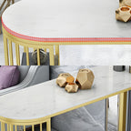 Glam 2-Person Bar Set with Upholstered Gold Chairs, Backrest, and Footrest
