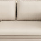 Trendy Solid Color Stain Resistant Standard Sofa in Synthetic Leather with Light Gray/Sage/Amber Color, Seats 3 with 2 Pillows