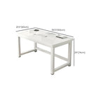 Casual Easy Assembly Writing Desk with Scratch-proof H-Shape Base in Chalk Engineered Wood