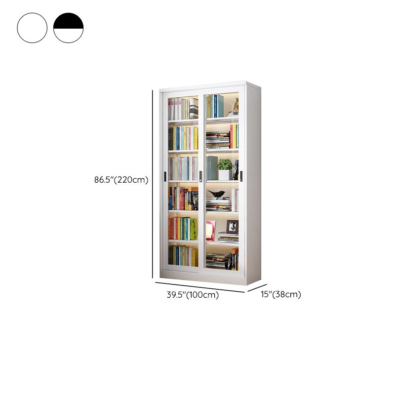 Steel Vertical Barrister Bookcase with Transparent Glass Doors and Closed Back, Featuring 6-Shelf/5-Shelf/4-Shelf