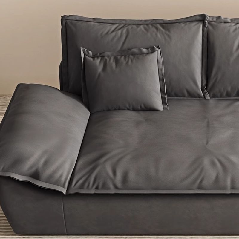 Contemporary Modern Solid Color Water Resistant Standard Sofa in Dark Gray with Seating Capacity of 4/3/2-seater and 2 Pillows