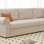 Modish Solid Color Stain Resistant Standard Sofa in Black/Jade Green/Taupe for 4-seater/5 Person with 2 Pillows