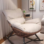 All-weather Cane Front Porch Rocking Chairs with Flared Arm and Stationary Rear Back
