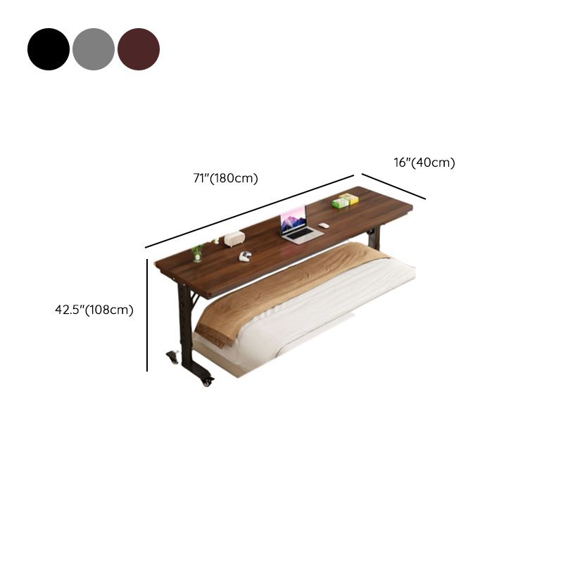 Adjustable Height Bend-resistant T-Shape Base Table with Manual Height Adjustment in Ink/Light Brown/Natural Color, Self-supporting with Wheels/Casters and Lockable Brakes