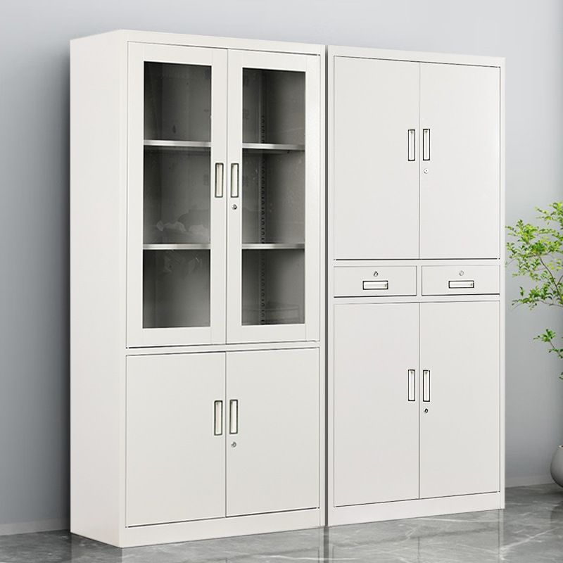 Ivory Trendy Alloy Supplies Cabinet with Locker, Adjustable Shelving, Locking Door, and 1-Wide Compartments