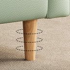 Synthetic Leather Convertible Sofa in Grey/Light Blue/Light Green with Arm
