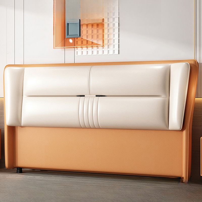 Trendy Panel Headboard in Natural Wood with No Distressing, Rectangle Shape for Twin XL/Full/Queen Bed, Featuring Sponge Upholstery and Standard Height