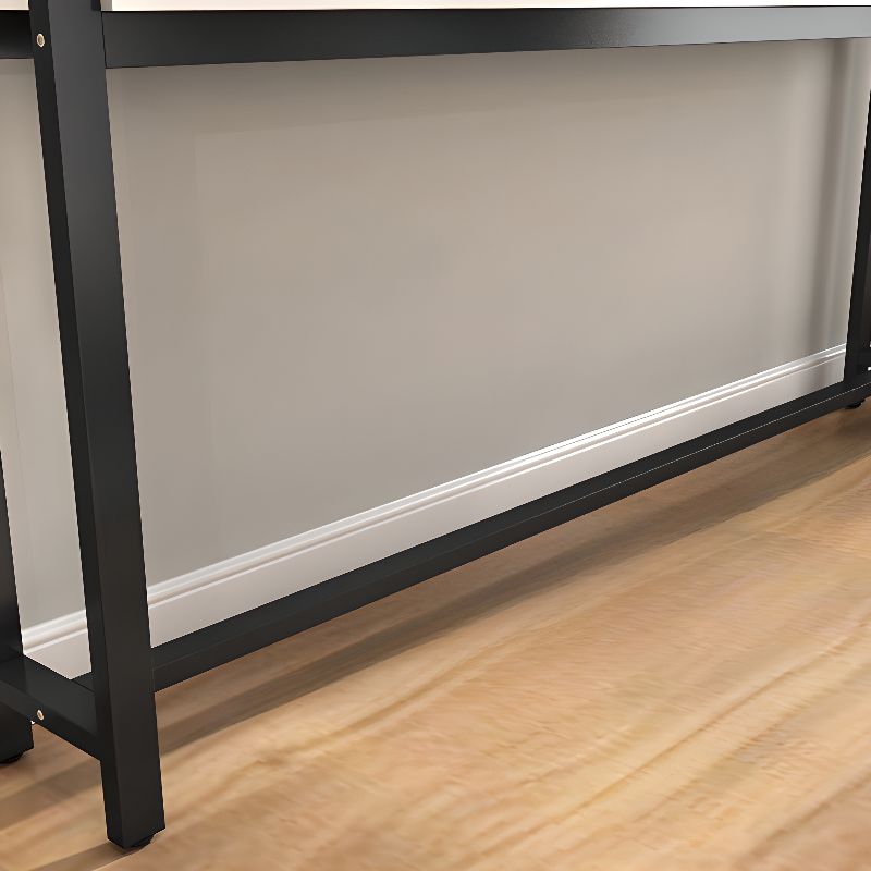 Simplistic Pub Table with Composite Wood Top, Trestle Base, Smoke/White/Natural Finish Rectangle, and Foot Pedestal