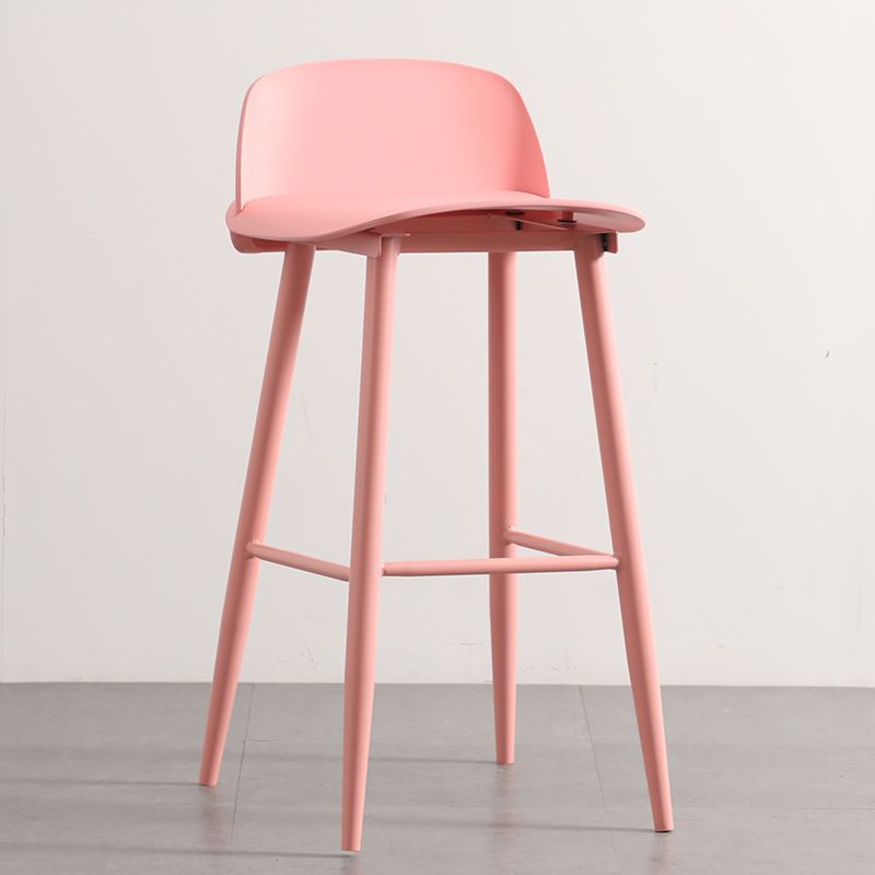 Casual Polymer Bar Stools in Hot Pink/Lemon Color/Light Blue with Back and Pail Seat, Featuring Leg Rest