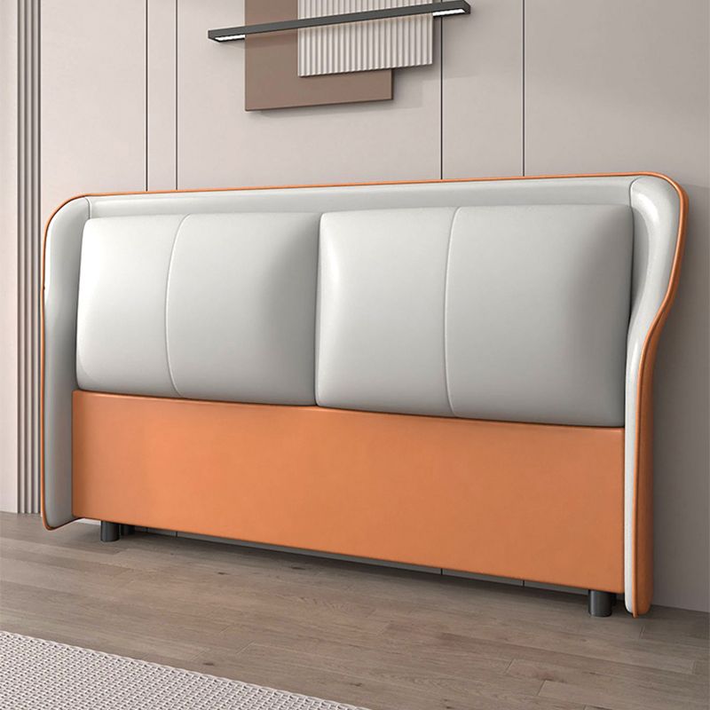 Trendy Panel Headboard in Natural Wood with No Distressing, Rectangle Shape for Full/Queen Bed, Featuring Sponge Upholstery and Standard Height