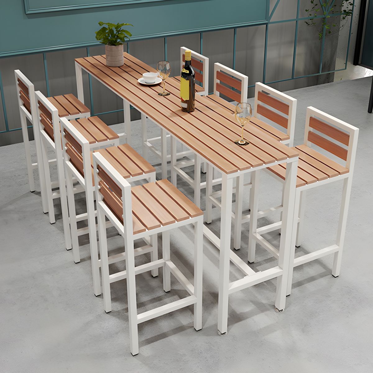 Industrial 1/5/9 Pieces Bar Table Set Wood Counter Table with High Stools for Bar