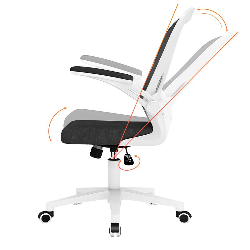 Simple Multi-levelled Single Color Nylon Chair with Chalk Frame, Lumbar Support, Tilt Mechanism, and Glide Movement