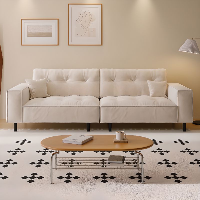 Drawing Room Standard Sofa with Flannel Upholstery in Light Gray/Rose/Navy Blue and Armrest
