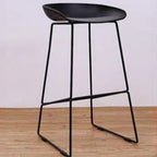Casual Polymer Bar Stools in Midnight Black/Gray/White with Pail Seat and Leg Rest