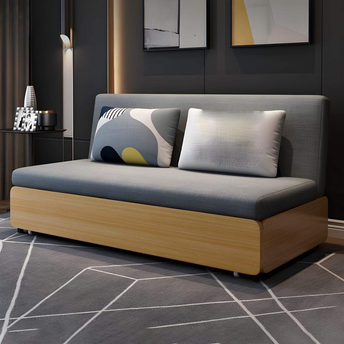 High Wear Resistance Armless Sofa Bed 32.68"H Fabric Tight Back Sofa Bed