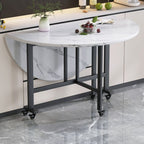 Chalk Minimalist Compact Orbicular Folding Banquet Table with Waterproof Manufactured Wood Top