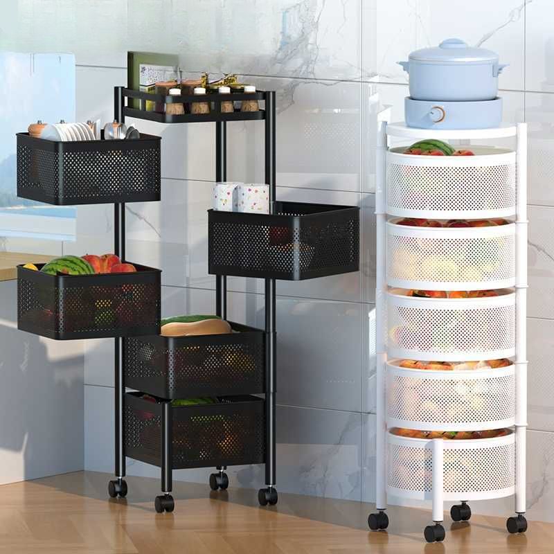 Round Portable Center with Alloy Countertop, Basket, and 4/3 Baskets