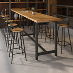 Modern 1/11 Pieces Bar Table Set Rectangle Wood Counter Table with High Stools