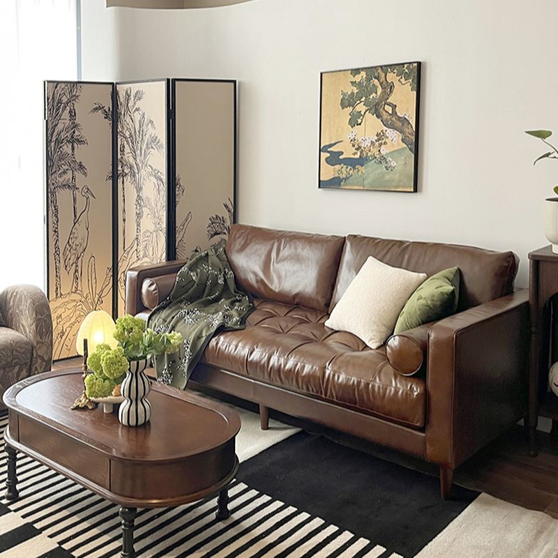 Contemporary Modern Solid Color Water Resistant Standard Sofa/Single Sofa in Sepia for 5/4-seater/for 3 with 2 Pillows/1 Pillow
