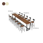 Simplistic Pub Table with Natural Wood Top and Trestle Base in Auburn/Natural Finish, Rectangle Shape with Foot Pedestal