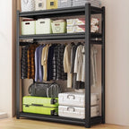 Black Modern Simple Style Coat Tree with Container Storage, 3 Shelves, and Steel Frame