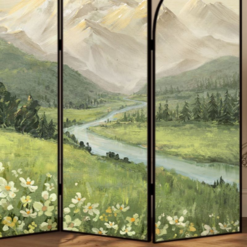 Minimalist Opaque Natural Wood Fold-up Screen Divider with 3 Panels, Double Sided Print, and Independent Design