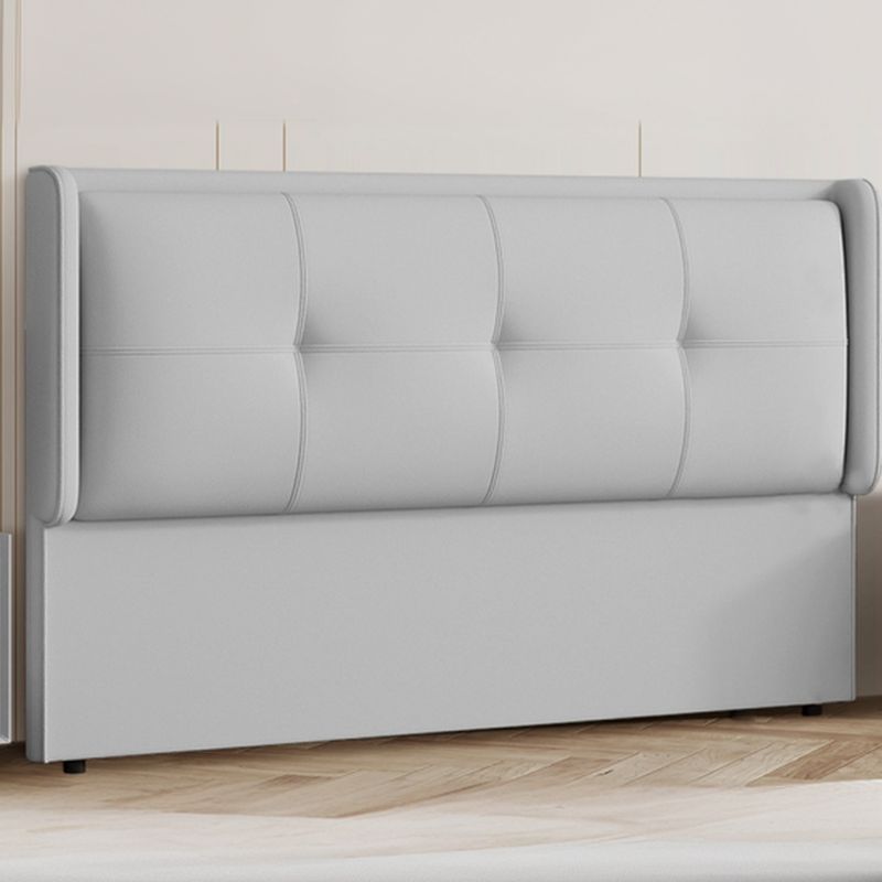 Trendy Wingback Headboard with No Distressing, Piled Tufted Rectangle for Queen/King Bed, Sponge Upholstery Fill, Standard Height
