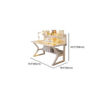Modern Rectangular Chalk Laminate Writing Table with Exterior Shelf, Hutch, and Cable Management