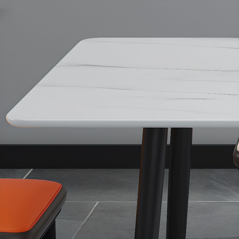Rectangle Stone Kitchen & Dining Table in Black for 4-person Seat/6-seater, Anti-Fouling Sintered Stone Tabletop