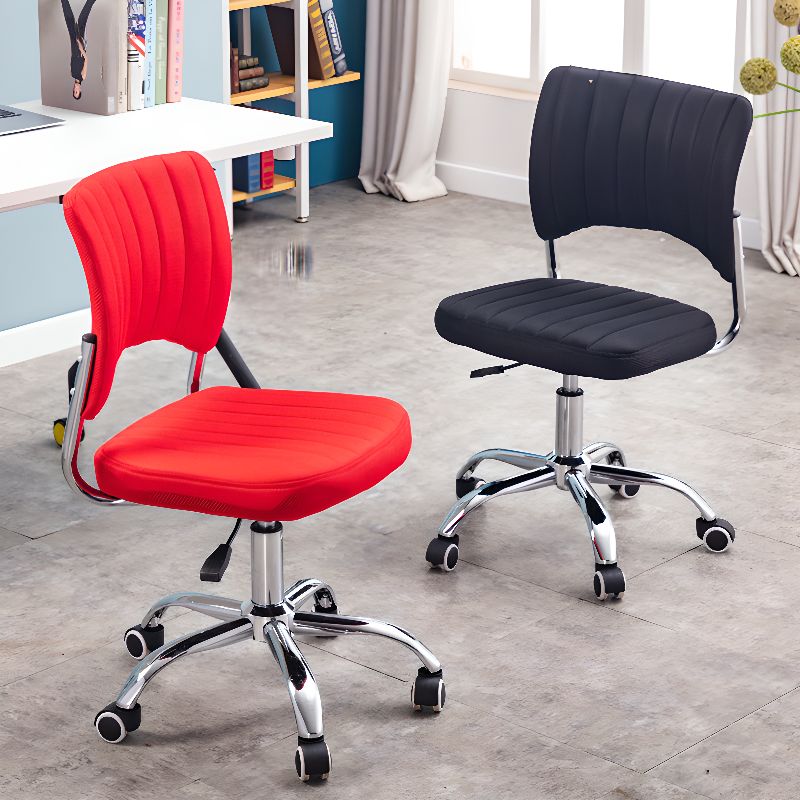 Minimalist Work Stool Moves Up and Down with Mid-Back, Swivel Rollers, and Moveable Design