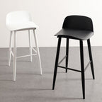 Casual Polymer Bar Stools in Hot Pink/Lemon Color/Light Blue with Back and Pail Seat, Featuring Leg Rest