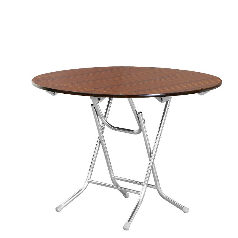 Veneer Dining Table with Crossed Legs, Leaf Included, Scratch-proof, Foldable, Seating for 4/2-seater