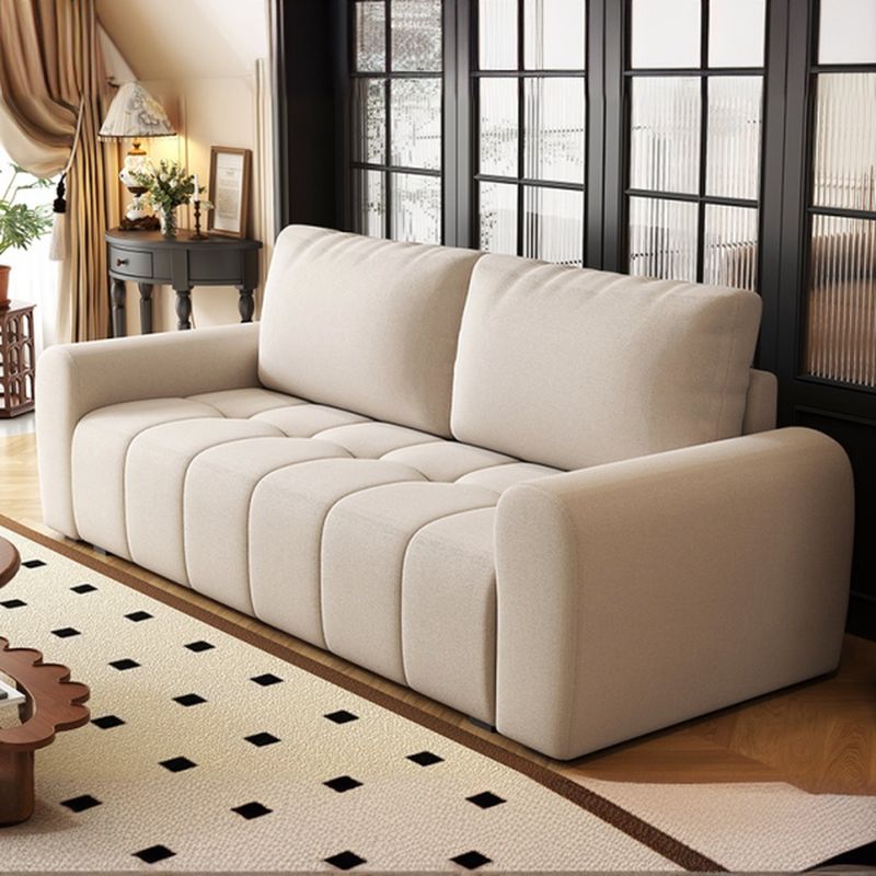 Drawing Room Standard Sofa in Pu Leather/Flannel with Dark Gray/Light Brown/Off-White Upholstery and Armrest